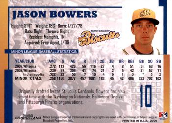2009 Grandstand Montgomery Biscuits #NNO Jason Bowers Back