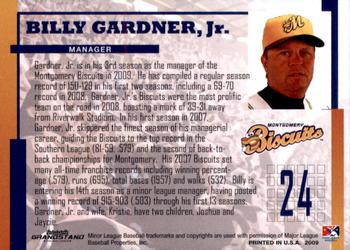 2009 Grandstand Montgomery Biscuits #NNO Billy Gardner Jr. Back