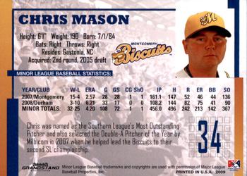 2009 Grandstand Montgomery Biscuits #NNO Chris Mason Back