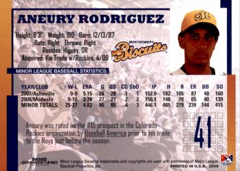 2009 Grandstand Montgomery Biscuits #NNO Aneury Rodriguez Back