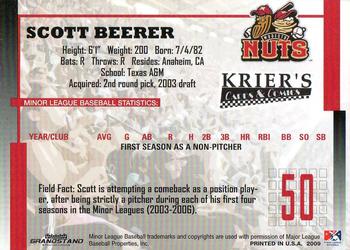 2009 Grandstand Modesto Nuts #NNO Scott Beerer Back