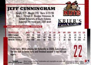2009 Grandstand Modesto Nuts #NNO Jeff Cunningham Back