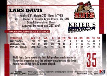 2009 Grandstand Modesto Nuts #NNO Lars Davis Back