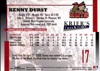 2009 Grandstand Modesto Nuts #NNO Kenny Durst Back