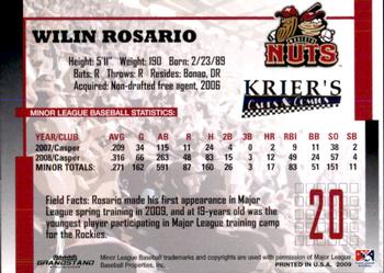 2009 Grandstand Modesto Nuts #NNO Wilin Rosario Back