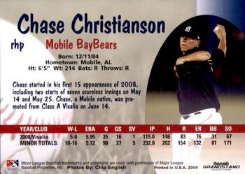 2009 Grandstand Mobile BayBears #NNO Chase Christianson Back