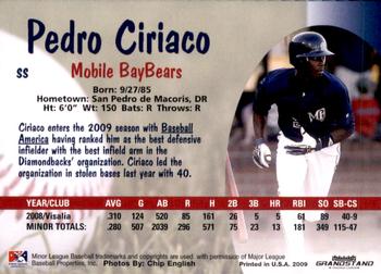 2009 Grandstand Mobile BayBears #NNO Pedro Ciriaco Back