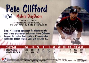 2009 Grandstand Mobile BayBears #NNO Pete Clifford Back