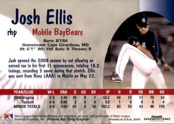 2009 Grandstand Mobile BayBears #NNO Josh Ellis Back
