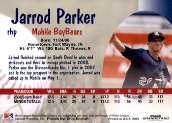 2009 Grandstand Mobile BayBears #NNO Jarrod Parker Back