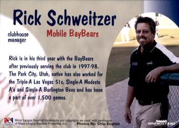 2009 Grandstand Mobile BayBears #NNO Rick Schweitzer Back