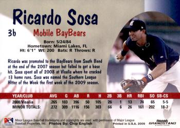 2009 Grandstand Mobile BayBears #NNO Ricardo Sosa Back