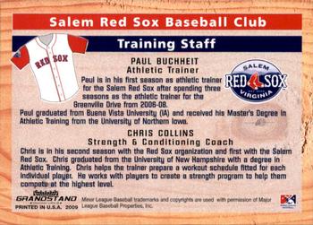 2009 Grandstand Salem Red Sox #NNO Paul Buchheit / Chris Collins Back
