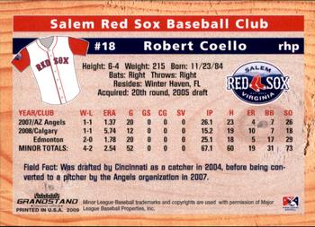2009 Grandstand Salem Red Sox #NNO Robert Coello Back