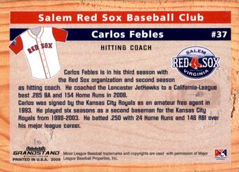 2009 Grandstand Salem Red Sox #NNO Carlos Febles Back