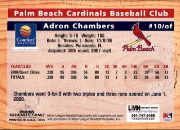 2009 Grandstand Palm Beach Cardinals #NNO Adron Chambers Back