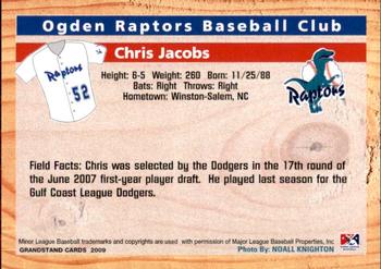 2009 Grandstand Ogden Raptors #NNO Chris Jacobs Back