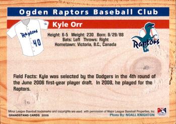2009 Grandstand Ogden Raptors #NNO Kyle Orr Back