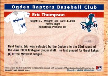 2009 Grandstand Ogden Raptors #NNO Eric Thompson Back