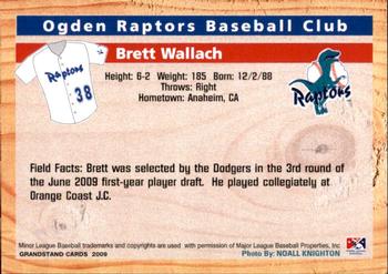 2009 Grandstand Ogden Raptors #NNO Brett Wallach Back