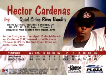2009 Grandstand Quad Cities River Bandits #NNO Hector Cardenas Back