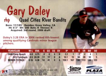 2009 Grandstand Quad Cities River Bandits #NNO Gary Daley Back