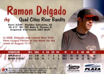 2009 Grandstand Quad Cities River Bandits #NNO Ramon Delgado Back