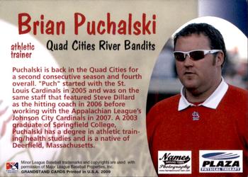 2009 Grandstand Quad Cities River Bandits #NNO Brian Puchalski Back