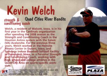 2009 Grandstand Quad Cities River Bandits #NNO Kevin Welch Back