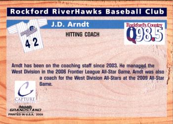 2009 Grandstand Rockford RiverHawks #NNO J.D. Arndt Back