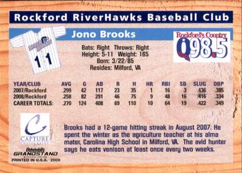 2009 Grandstand Rockford RiverHawks #NNO Jono Brooks Back