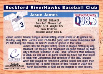 2009 Grandstand Rockford RiverHawks #NNO Jason James Back