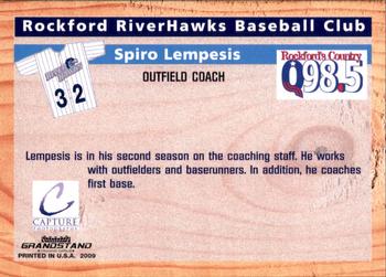 2009 Grandstand Rockford RiverHawks #NNO Spiro Lempesis Back
