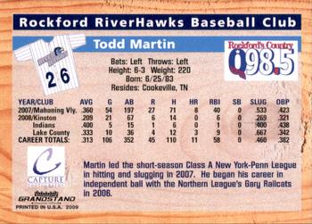 2009 Grandstand Rockford RiverHawks #NNO Todd Martin Back