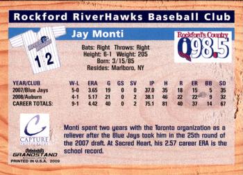 2009 Grandstand Rockford RiverHawks #NNO Jay Monti Back