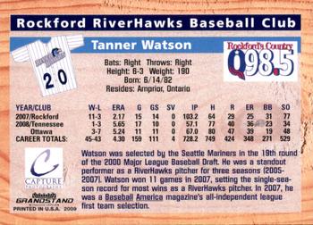 2009 Grandstand Rockford RiverHawks #NNO Tanner Watson Back