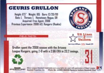 2009 Grandstand Spokane Indians #NNO Geuris Grullon Back