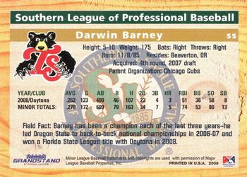 2009 Grandstand Southern League Top Prospects #NNO Darwin Barney Back