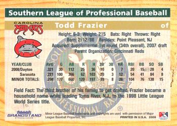 2009 Grandstand Southern League Top Prospects #NNO Todd Frazier Back