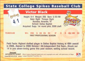 2009 Grandstand State College Spikes #NNO Victor Black Back