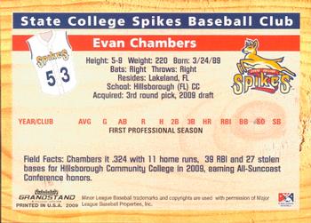 2009 Grandstand State College Spikes #NNO Evan Chambers Back