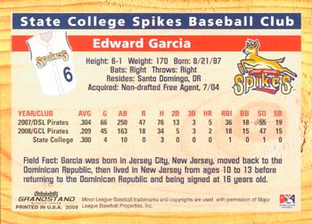 2009 Grandstand State College Spikes #NNO Edward Garcia Back