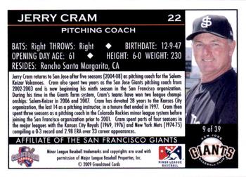 2009 Grandstand San Jose Giants #9 Jerry Cram Back