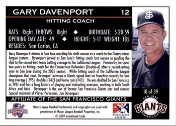 2009 Grandstand San Jose Giants #10 Gary Davenport Back