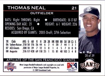2009 Grandstand San Jose Giants #28 Thomas Neal Back