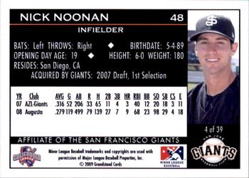 2009 Grandstand San Jose Giants #4 Nick Noonan Back