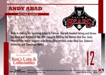 2009 Grandstand Yakima Bears #NNO Andy Abad Back