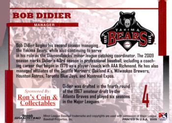2009 Grandstand Yakima Bears #NNO Bob Didier Back
