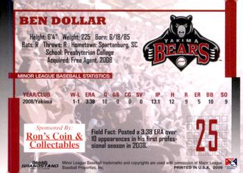 2009 Grandstand Yakima Bears #NNO Ben Dollar Back