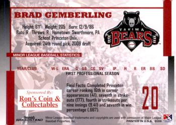 2009 Grandstand Yakima Bears #NNO Brad Gemberling Back
